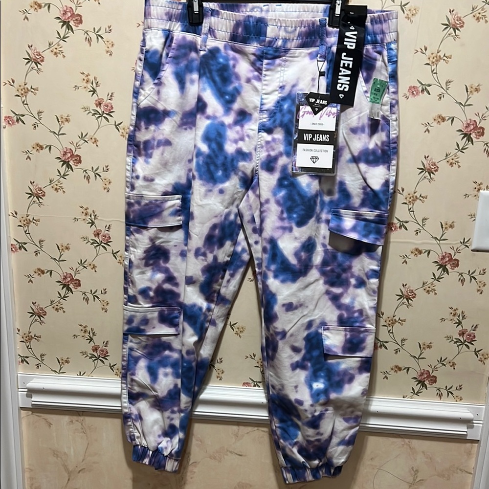 VIP Jeans Blue and Purple Tie-Dye Joggers